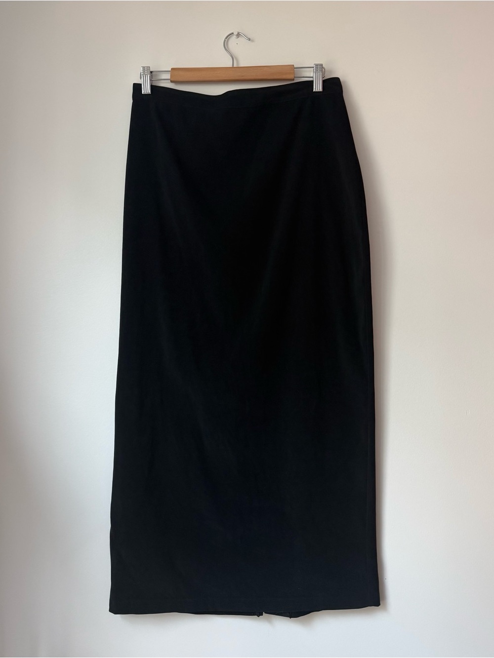 Vintage 90s Penmans Made in Canada Black Maxi Pencil Skirt Back Slit Size 13/14 - Picture 3 of 5